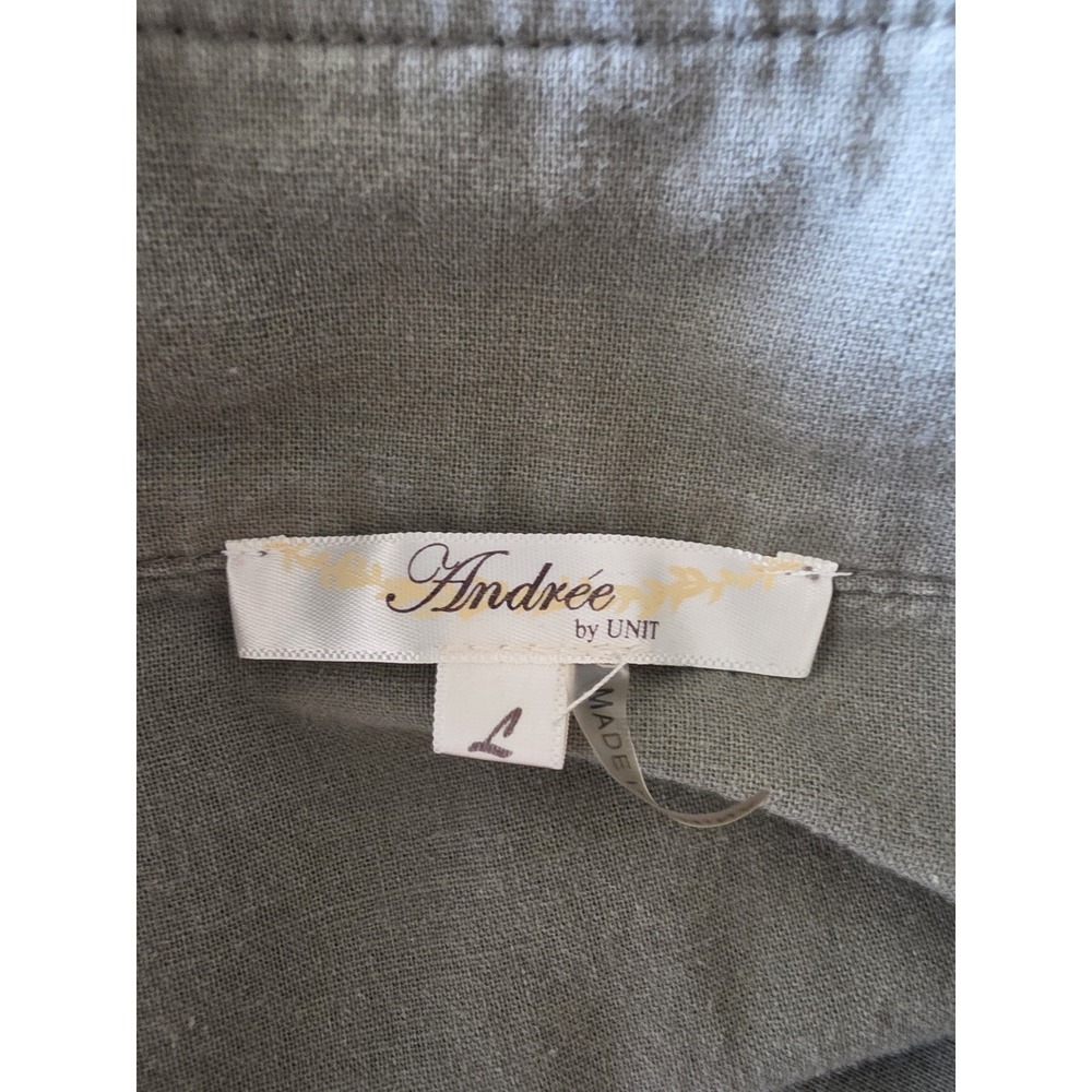 Andree by Unit Womens Vest L Olive Sleeveless Jacket White Floral Embroidery - Picture 3 of 8